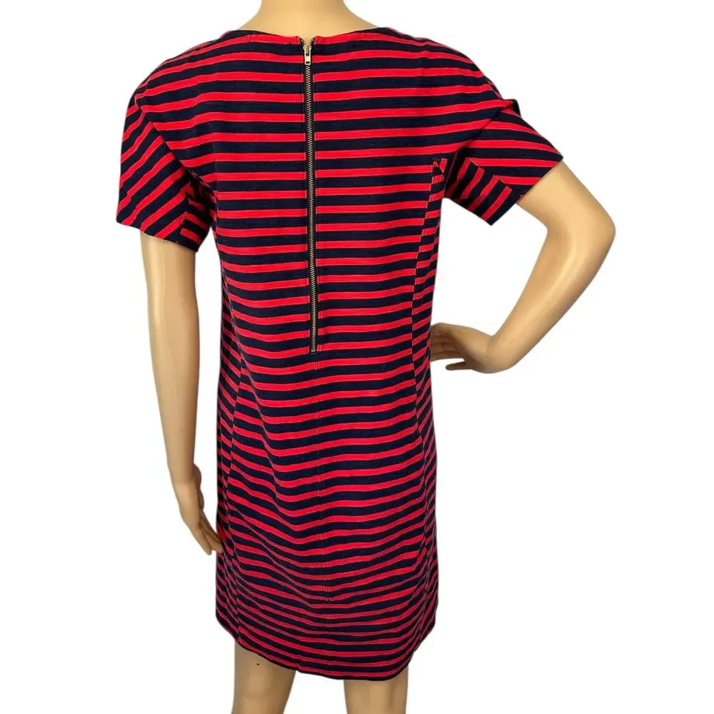 J. Crew Striped T-Shirt Dress Red Navy Short Sleeve C6514 Size S